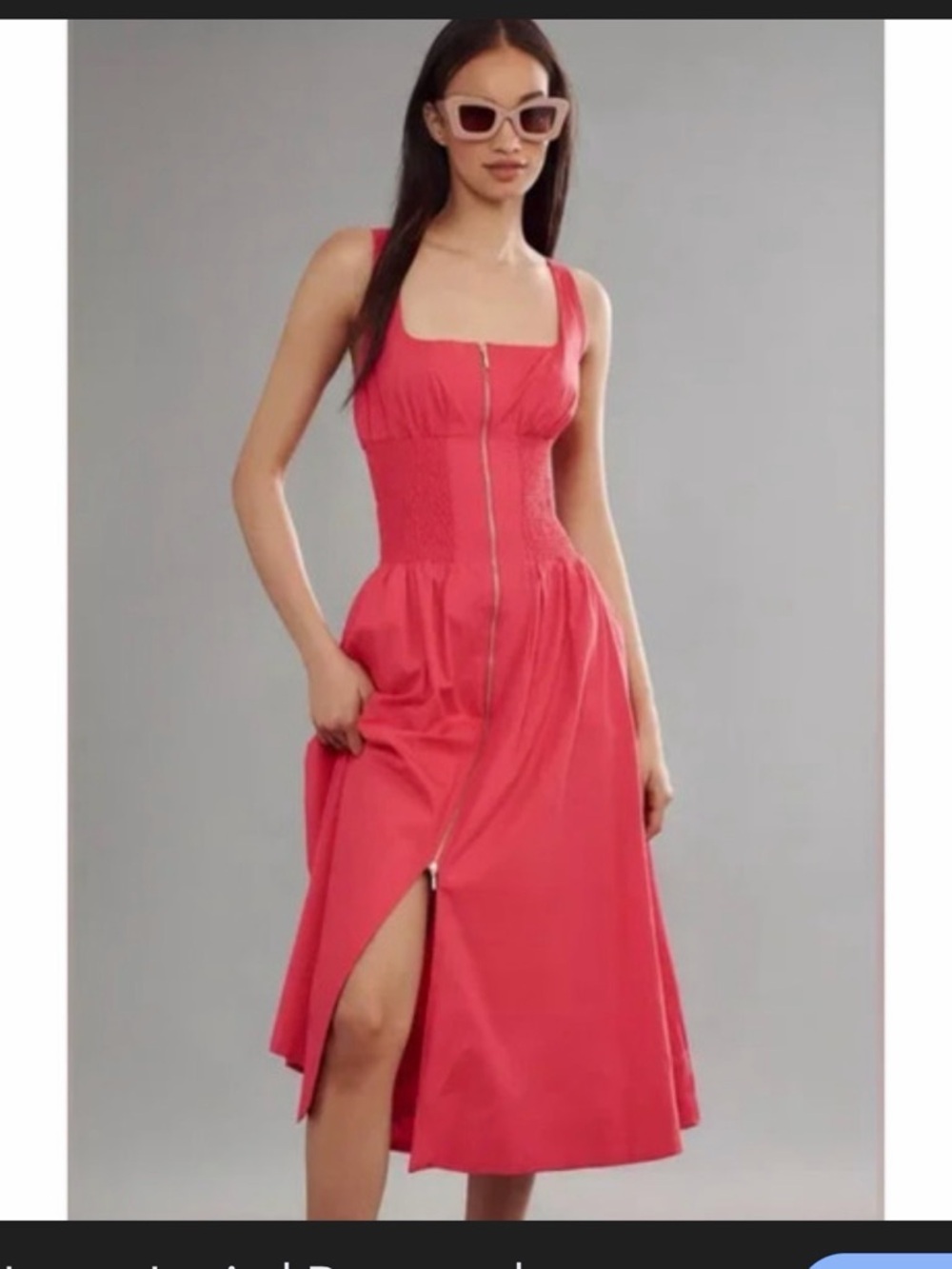 Anthropologie Coral Zip-Front Midi Dress